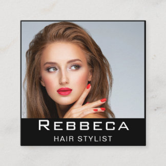 Retro Personalize Photo Hairdresser Quadratische Visitenkarte