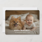 Retro Pet Happy Howlidays Hund Foto Weihnachten (Vorderseite)