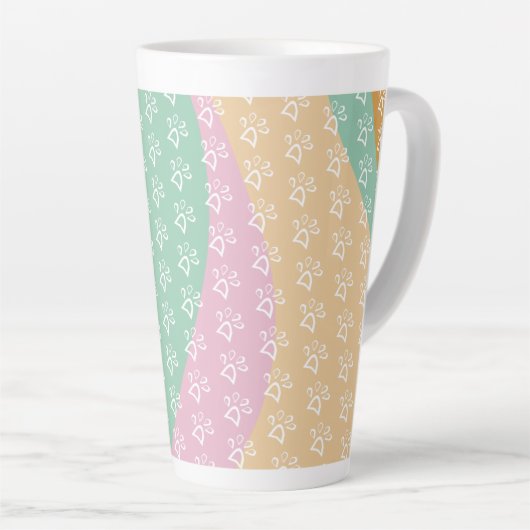 Retro Pet Paw Print Marble Groovy Milchtasse (Rechte Ecke)
