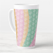 Retro Pet Paw Print Marble Groovy Milchtasse (Linke Ecke)