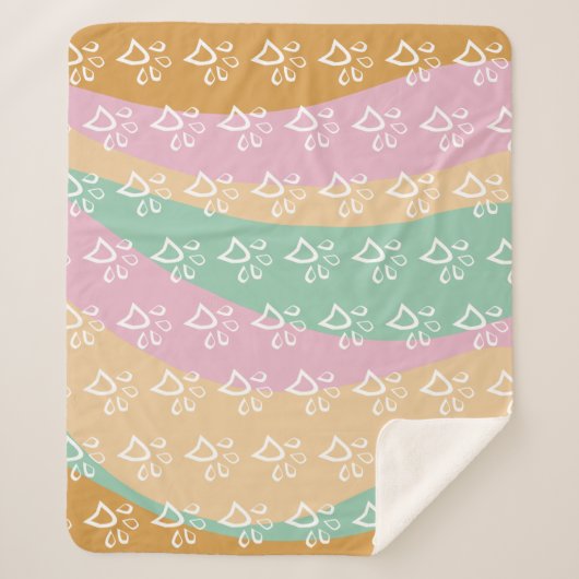 Retro Pet Paw Print Marble Groovy Sherpadecke (Vorderseite)