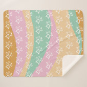 Retro Pet Paw Print Marble Groovy Sherpadecke (Vorderseite (Horizontal))