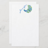 Retro Pfau Briefpapier (Vorne/Hinten)
