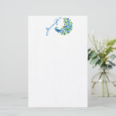 Retro Pfau Briefpapier (Stehend Vorderseite)