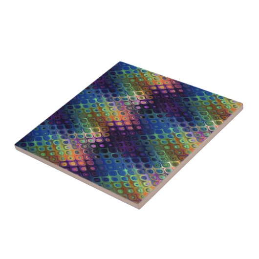 Retro Pfau deckt schillerndes blaues lila Grün mit Fliese (Seite)