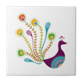 Retro Pfau Fliese (Vorderseite)