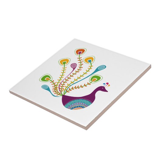 Retro Pfau Fliese (Seite)