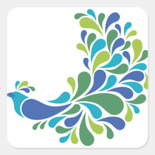 Retro Pfau Quadratischer Aufkleber