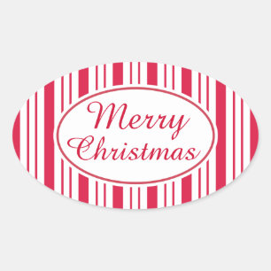 Retro-Pfefferminz-Frohe-Weihnachten-Geschenkanhäng Ovaler Aufkleber
