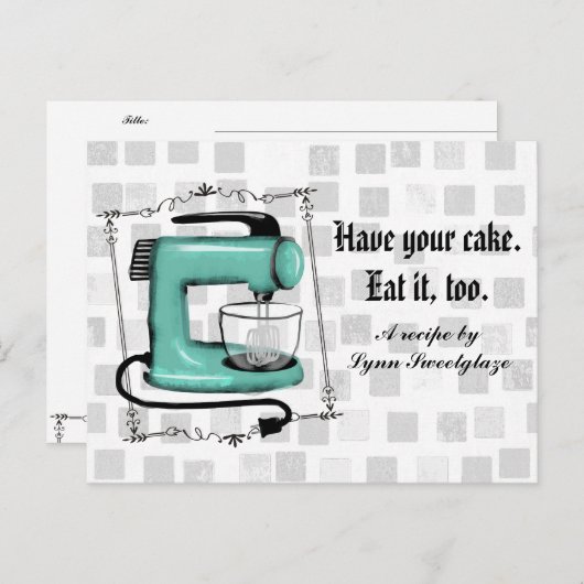 Retro Pfefferminzkarton Mixer Backplatte Rezept Ka Postkarte (Vorne/Hinten)
