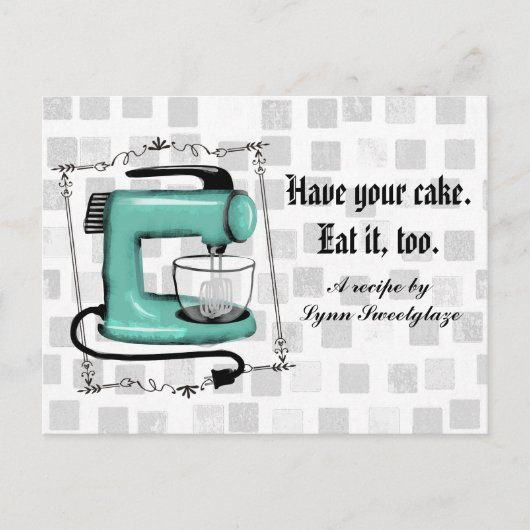 Retro Pfefferminzkarton Mixer Backplatte Rezept Ka Postkarte (Vorderseite)