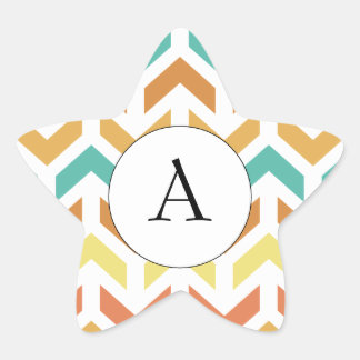 Retro-Pfeile Zickzack Orange Aquamarin Gold Initia Stern-Aufkleber