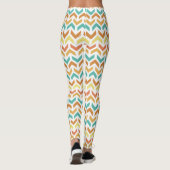 Retro-Pfeile Zickzack Orange Aquamarin Gold Muster Leggings (Rückseite)