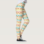 Retro-Pfeile Zickzack Orange Aquamarin Gold Muster Leggings (Rechts)