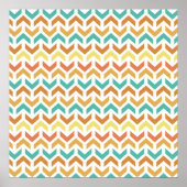 Retro-Pfeile Zickzack Orange Aquamarin Gold Muster Poster (Vorne)
