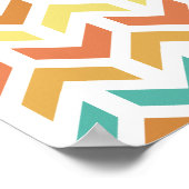 Retro-Pfeile Zickzack Orange Aquamarin Gold Muster Poster (Ecke)