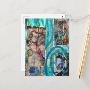 Retro-Pferd, Esel und eine Puppe Einzigartige Mixe Postkarte