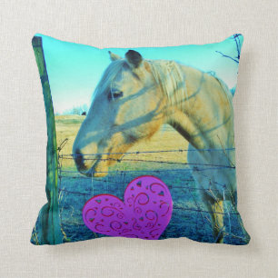 Retro Pferd Rosa Herz Kissen