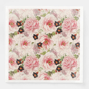 Retro Pfingstrosen-Blumen-Frühlings-painterly Serviette
