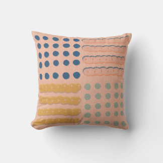 Retro-Pfirsich-Polka-Punkte-Geometrie-Wellen-Leine Kissen