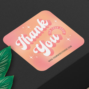 Retro Pfirsich Rosa Logo Business Dankeschön für I Quadratischer Aufkleber