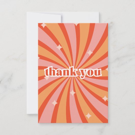 Retro pfirsichfarben und rosa wirbeln dankeskarte (Vorderseite)