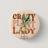 Retro Pflanze Lady Watercolor Pflanze Typografie Button (Vorderseite)