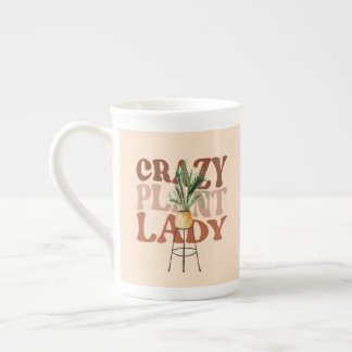 Retro-Pflanzen-Lady-Aquarell-Pflanzen-Typografie  Porzellantasse