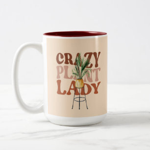 Retro-Pflanzen-Lady-Aquarell-Pflanzen-Typografie   Zweifarbige Tasse