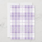 Retro-Pflaume-Lila-Gingham-Dankeskarten Ankündigung (Rückseite)