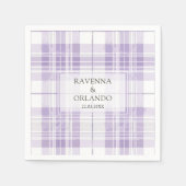 Retro-Pflaume-Purple-Gingham-Landhochzeit Serviette (Vorderseite)