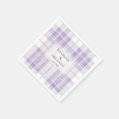 Retro-Pflaume-Purple-Gingham-Landhochzeit Serviette (Ecke)