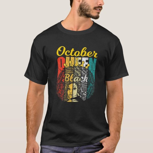 Retro Phantastisch Junenti Königin Oktober Königin T-Shirt (Vorderseite)