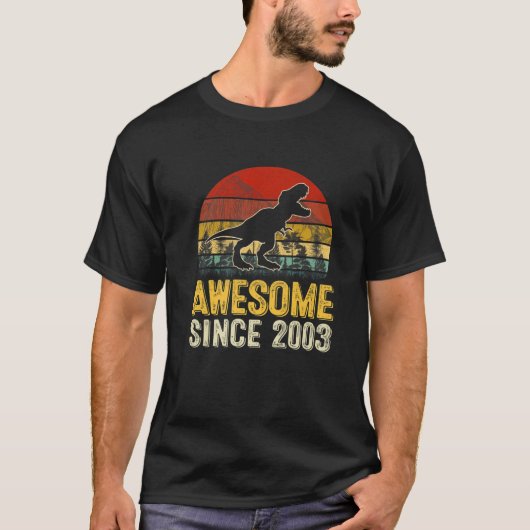 Retro Phantastisch seit 2003 Dinosaurier Boy T Rex T-Shirt (Vorderseite)
