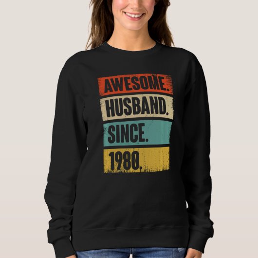 Retro Phantastischer Mann seit 1980 42 Wedding Ani Sweatshirt (Vorderseite)