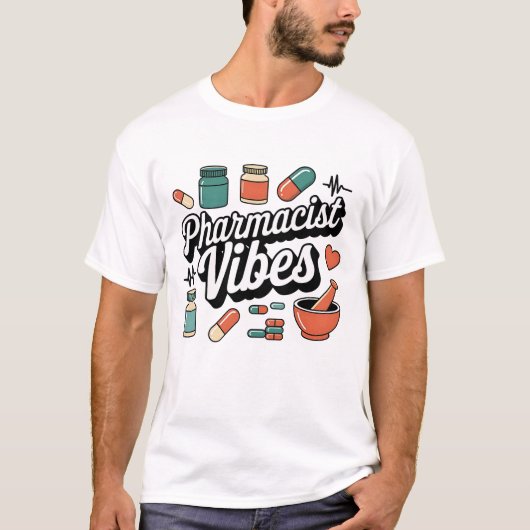 Retro Pharmacist Vibes Pharmacy Worker Medical Des T-Shirt (Vorderseite)