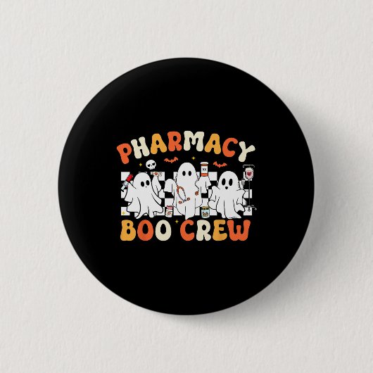 Retro Pharmacy Boo Crew Ghost Pharmaceuticals Tech Button (Vorderseite)