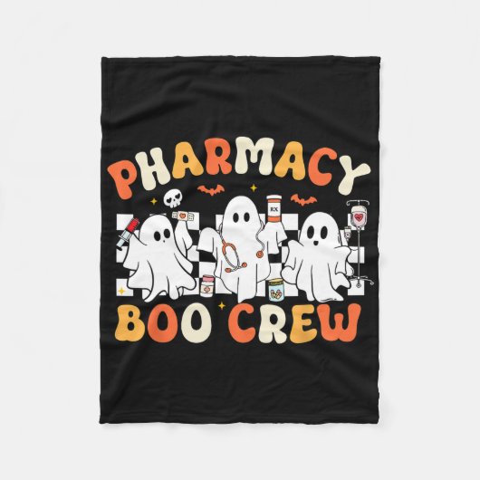 Retro Pharmacy Boo Crew Ghost Pharmaceuticals Tech Fleecedecke (Vorderseite)