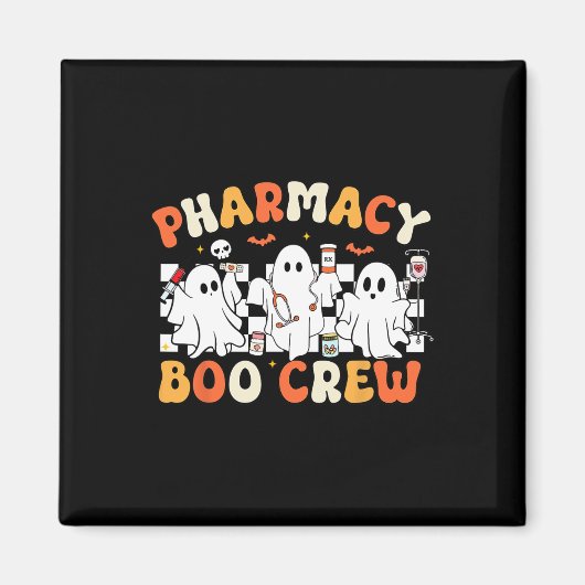 Retro Pharmacy Boo Crew Ghost Pharmaceuticals Tech Magnet (Vorne)