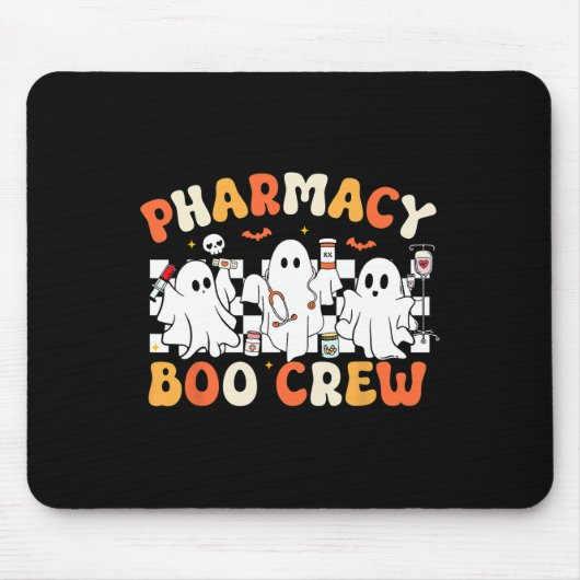 Retro Pharmacy Boo Crew Ghost Pharmaceuticals Tech Mousepad (Vorne)