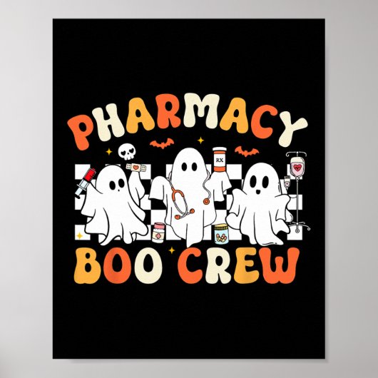 Retro Pharmacy Boo Crew Ghost Pharmaceuticals Tech Poster (Vorne)