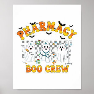 Retro Pharmacy Boo Crew Ghost Technician Halloween Poster