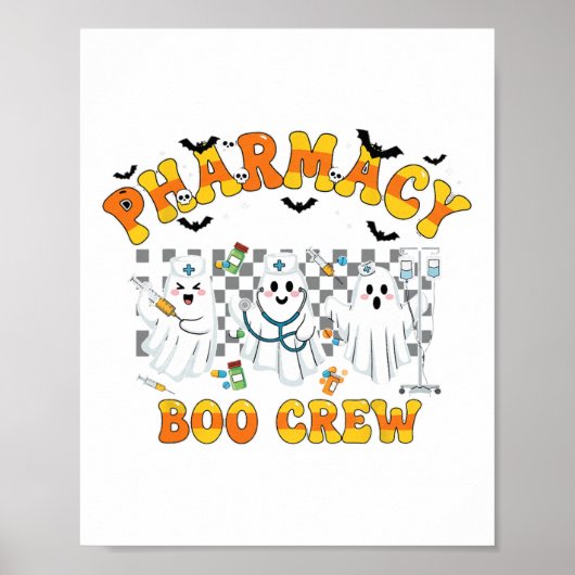 Retro Pharmacy Boo Crew Ghost Technician Halloween Poster (Vorne)