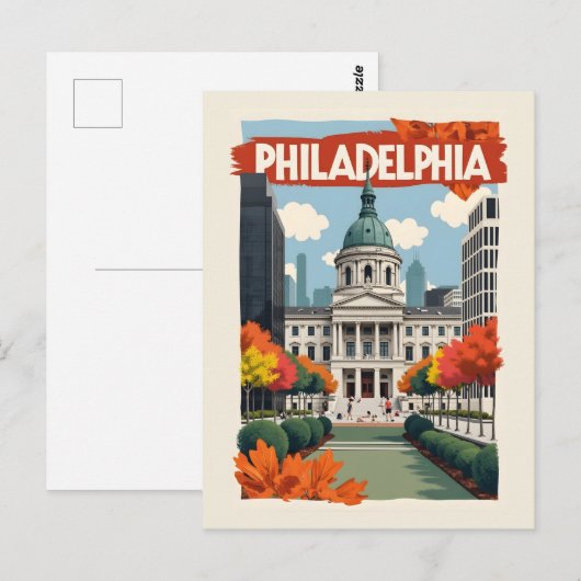 Retro Philadelphia Postkarte (Vorne/Hinten)