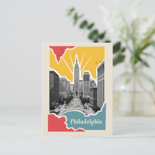 Retro Philadelphia Postkarte (Stehend Vorderseite)