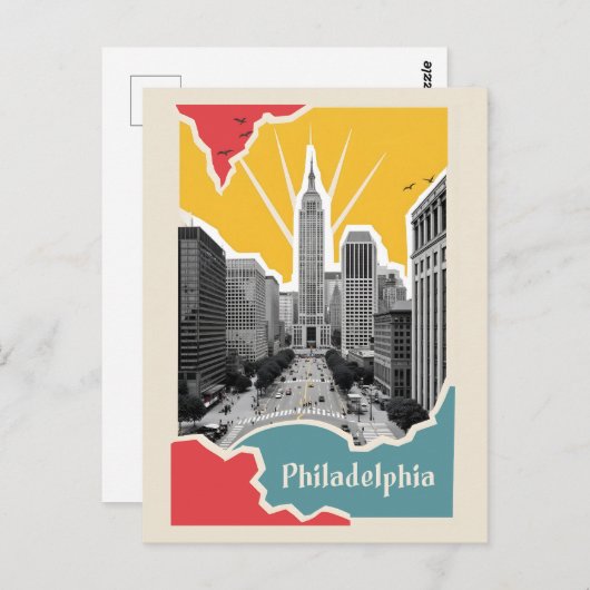 Retro Philadelphia Postkarte (Vorne/Hinten)