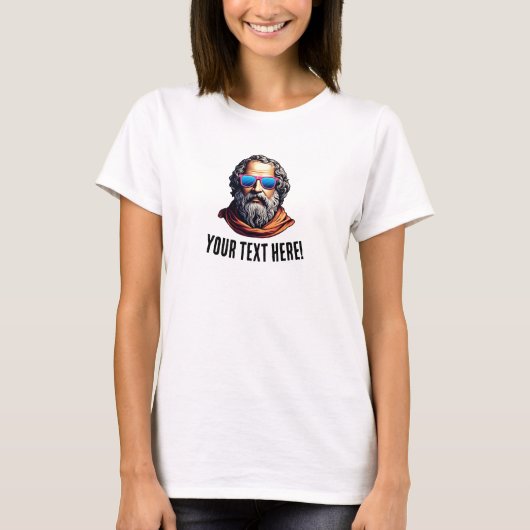 Retro Philosopher Bust - Benutzerdefinierter Text T-Shirt (Vorderseite)