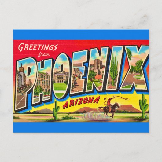 Retro Phoenix Arizona Postcard Postkarte (Vorderseite)