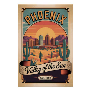 Retro Phoenix Arizona Valley of the Sun Vintage Poster