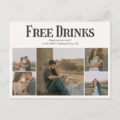 Retro Photo Free Drinks Wedding Save The Date Ankündigungspostkarte (Vorderseite)